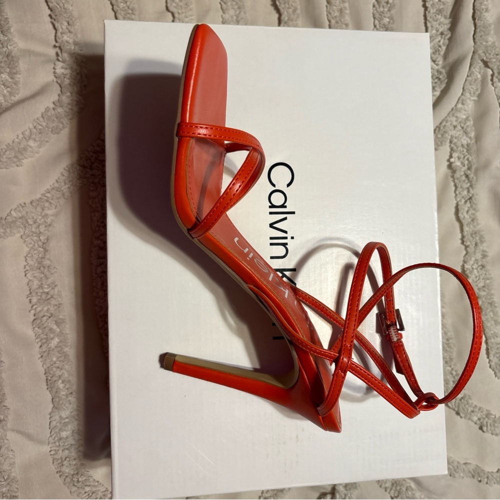 Calvin Klein Vibrant Red Strappy Heels - Picture 3 of 8
